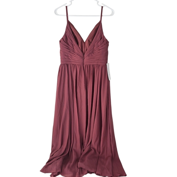 NWT Azazie Serena Chiffon Bridesmaid Dress Desert Rose Size C (10/12) Pockets - Picture 3 of 16